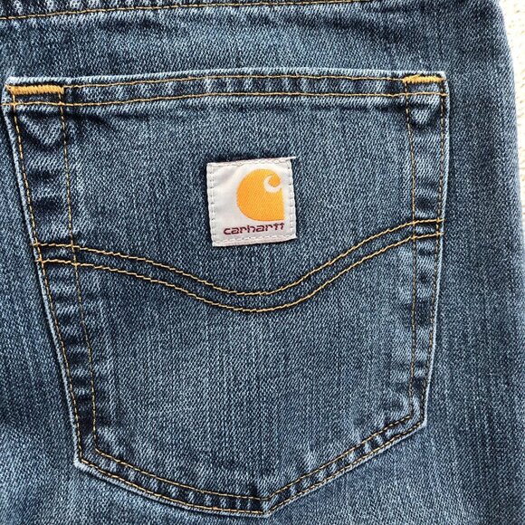 Carhartt Mens Work Jeans Size 38x30 Relaxed Fit Straight Leg Blue Denim Casual - Picture 12 of 14